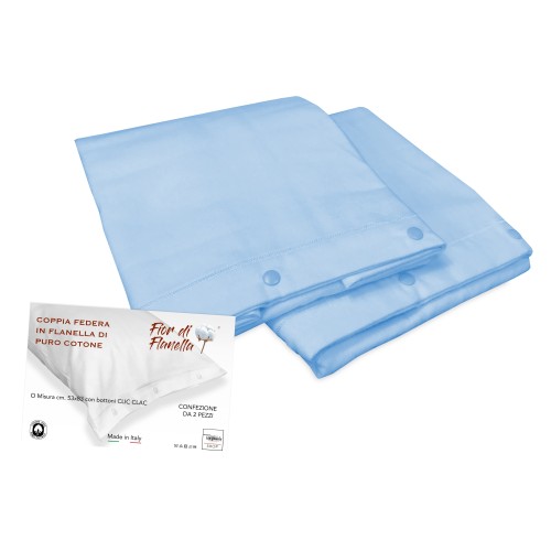 PAAR KISSENBEZUG AUS BLAUEM FLANELL Fior di Flanella ©