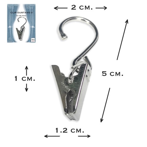 Lot de 20 clips en acier inoxydable Gustavo © pour porte-rideaux