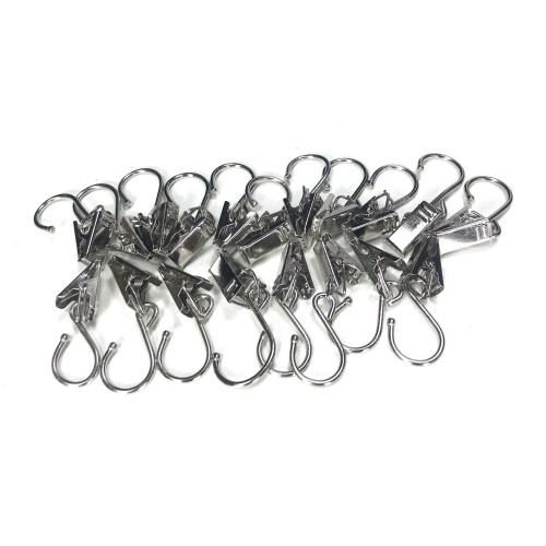 Lot de 20 clips en acier inoxydable Gustavo © pour porte-rideaux