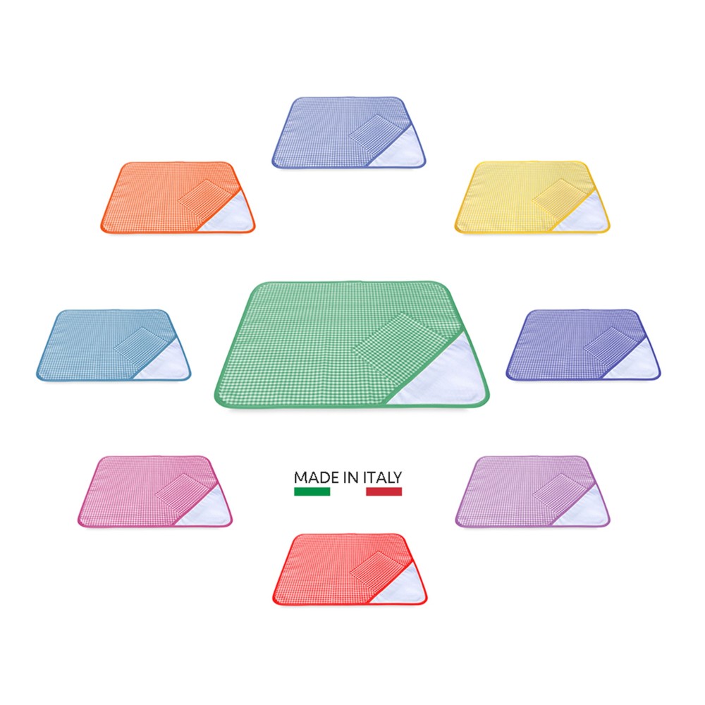 YARN-DYED PLACEMAT AND NAPKIN IN ASYLUM, CHECKERED with AIDA canvas to embroider the name