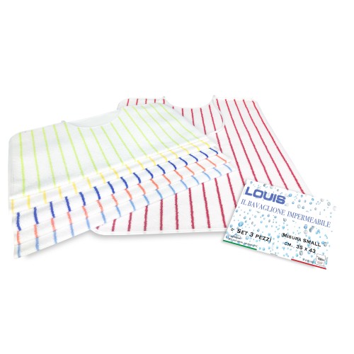 SET OF 3 LOUIS © waterproof ADULT bib with stain-resistant LACES size SMALL complete with washing bag