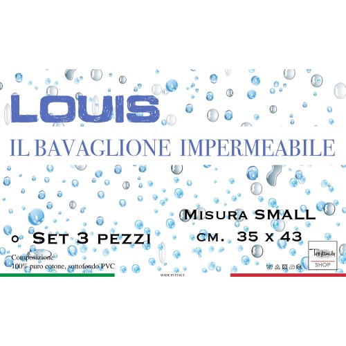 3ER-SET LOUIS © wasserdichtes ERWACHSENEN-Lätzchen mit schmutzabweisenden Schnürsenkeln Größe SMALL komplett mit Waschbeutel