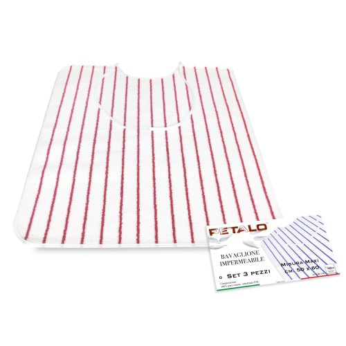 JUEGO DE 3 baberos impermeables LOUIS © ADULT con cordones antimanchas talla SMALL completo con bolsa de lavado