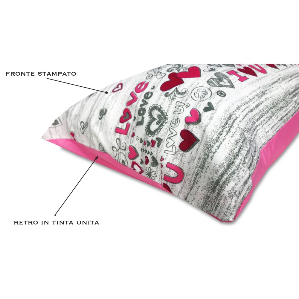 LOVE Mikrofaser Bettbezug Rosa PEACE and LOVE