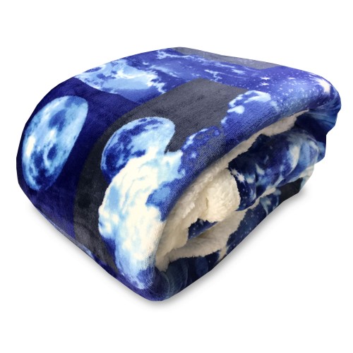 FLEECE PLAID SHERPA BLANKET MOON MOON