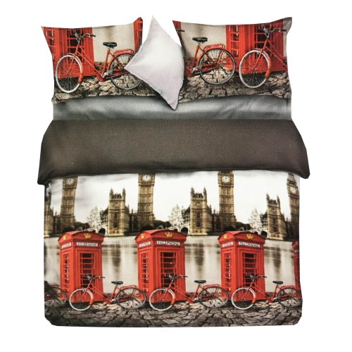 Microfiber duvet cover LONDON ENGLISH BIG BEN TELEPHONE