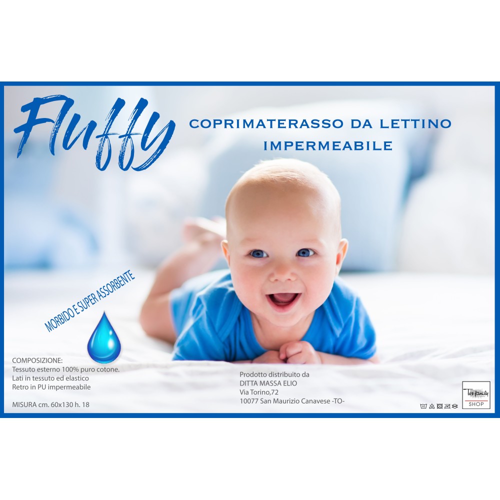 COPRIMATERASSO IMPERMEABILE ANTIACARO PVC LETTINO FLUFFY ANTI URINA in puro cotone