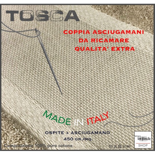 SET ASCIUGAMANI spugna TOSCA © TELA AIDA da RICAMARE PUNTO CROCE 1+1 viso e ospite
