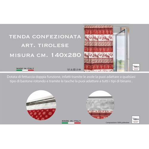RED TYROLEAN TENT in mountain style CM. 180X280 MADE IN ITALY