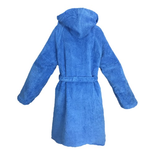 HI TECH + © BABY BOY BATHROBE IN PURE COTTON TERRY CLOTH MADE IN ITALY LIGHT BLUE