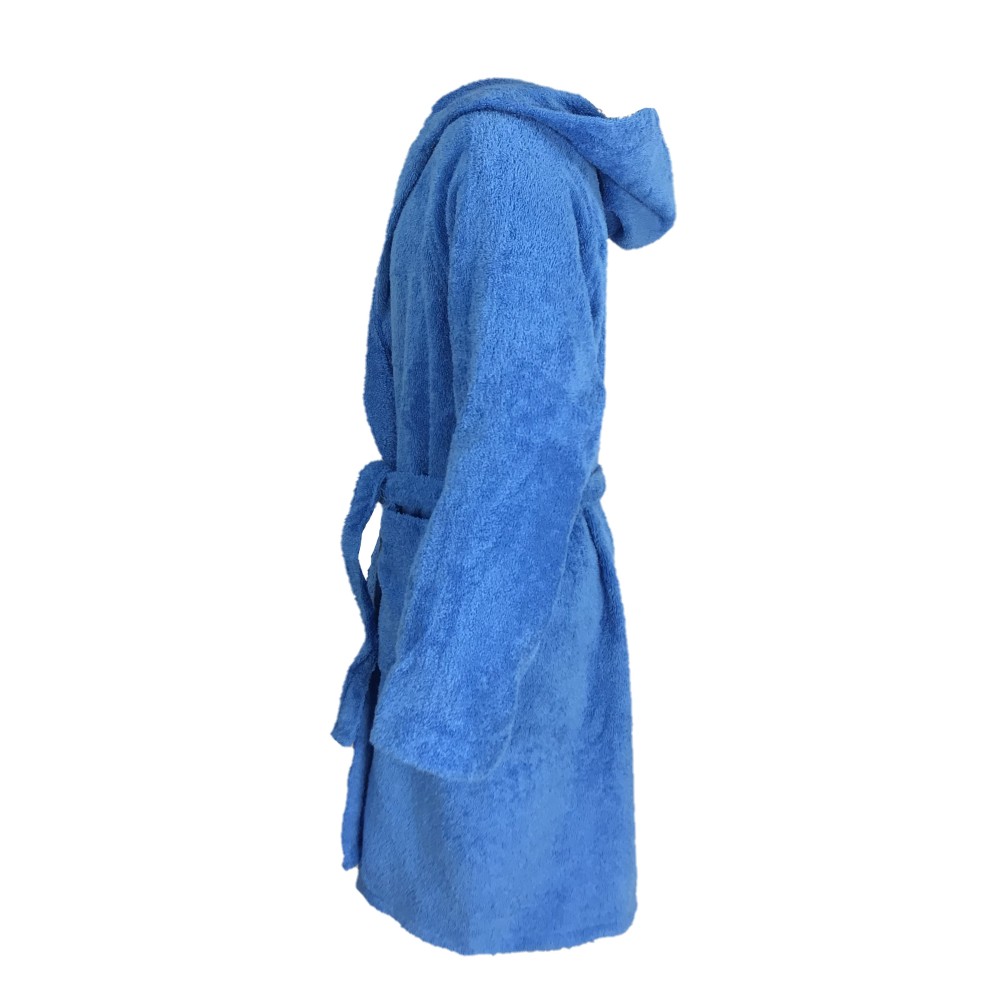 HI TECH + © BABY BOY BATHROBE IN PURE COTTON TERRY CLOTH MADE IN ITALY LIGHT BLUE