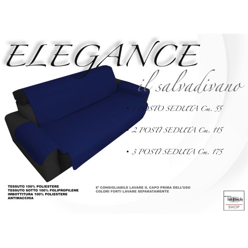 BLUE SOFA COVER ELEGANCE STAIN-RESISTANT QUILTED SOFA COVER SMOOTH BLUE TOP