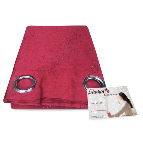 SOLID COLOR DIAMOND BURGUNDY CURTAIN CM. 140X280 PACKED
