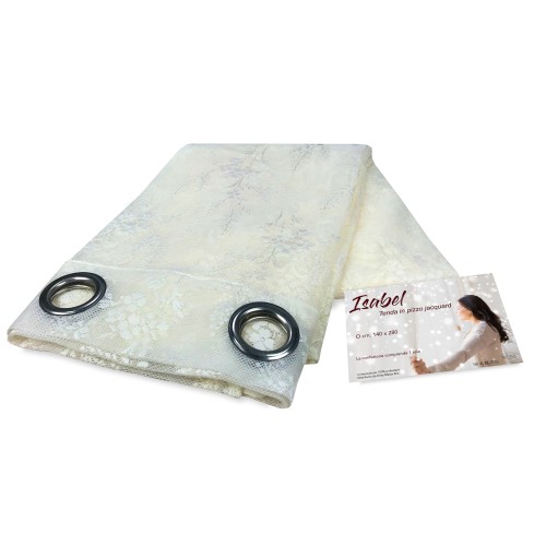 RIDEAU ISABEL crème cm. 140X280 EMBALLÉS dans de la DENTELLE jacquard