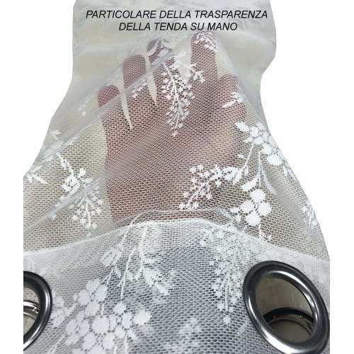 CORTINA ISABEL crema cm. 140X280 CONFECCIONADO EN ENCAJE JACQUARD