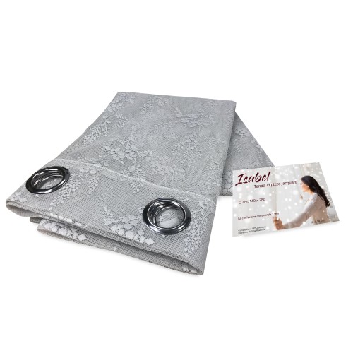 CORTINA ISABEL gris cm. 140X280 CONFECCIONADO EN ENCAJE JACQUARD