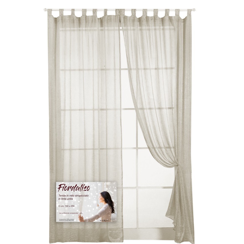 FIORDALISO CURTAIN in solid color LIGHT CREAM CM. 140X290 Packaged