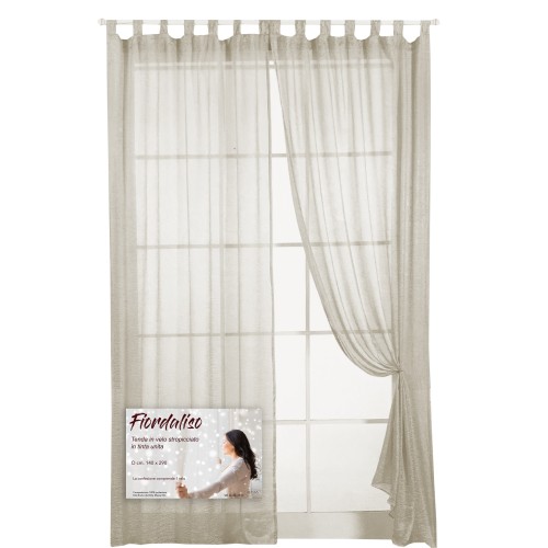 FIORDALISO CURTAIN in solid color LIGHT CREAM CM. 140X290 Packaged