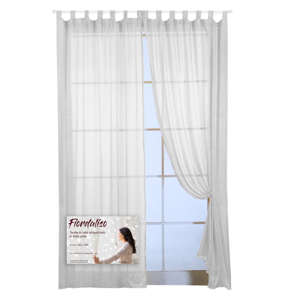 CORTINA DE FIORDALISO en color liso BLANCO CM. 140X290 Empaquetado