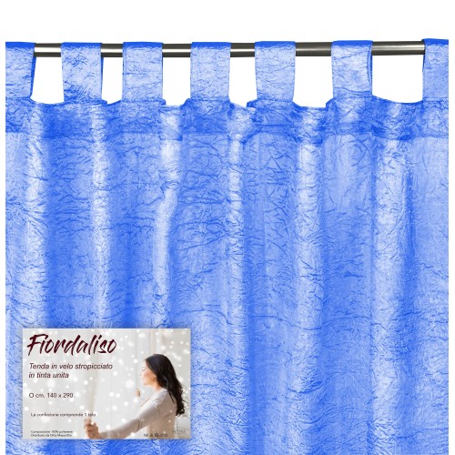 FIORDALISO CURTAIN in solid color BLUE CM. 140X290 Packaged
