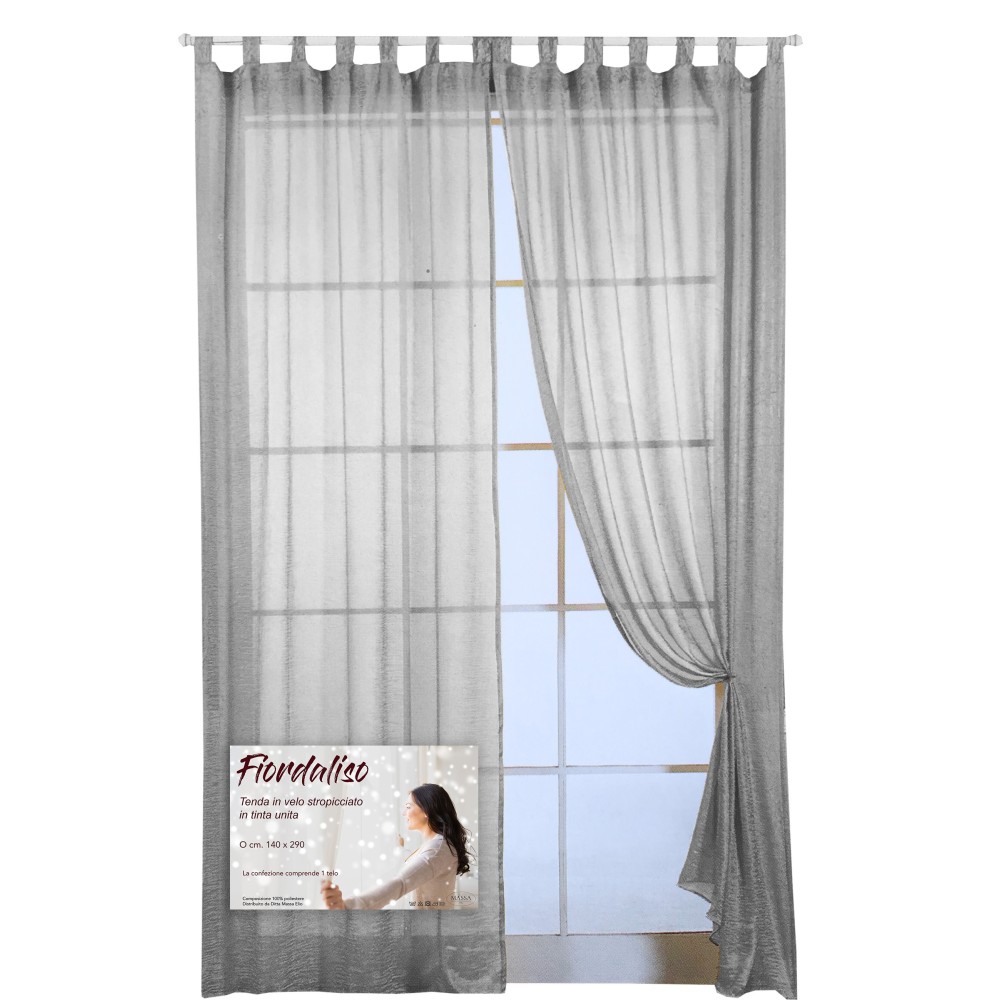 FIORDALISO CURTAIN in SOLID GREY cm. 140X290 Packaged